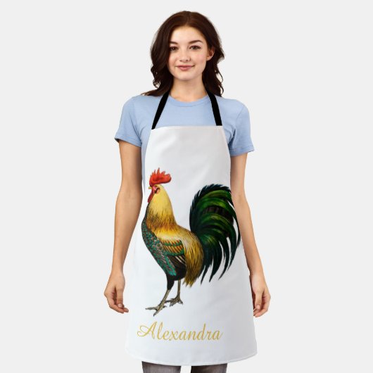 Elegantes Personalisiertes Roster-Huhn Schürze (Getragen)