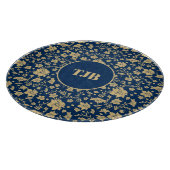 Elegantes Personalisiertes Schnittboard Blue Flora Schneidebrett (Ecke)