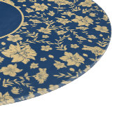 Elegantes Personalisiertes Schnittboard Blue Flora Schneidebrett (Ecke)