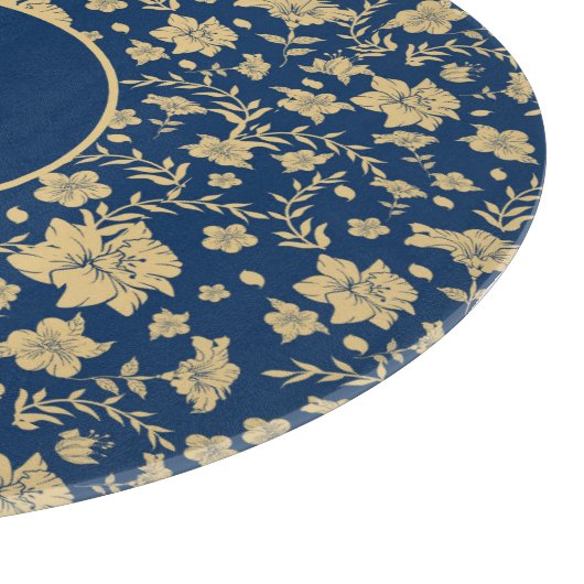 Elegantes Personalisiertes Schnittboard Blue Flora Schneidebrett (Ecke)