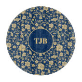 Elegantes Personalisiertes Schnittboard Blue Flora Schneidebrett (Vorderseite)