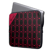 Elegantes Personalisiertes Schwarz-Rot-Abstraktes Laptopschutzhülle (Vorderseite Links)