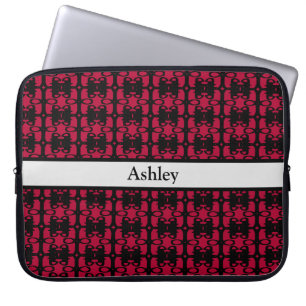 Elegantes personalisiertes Schwarz-Rot-Abstraktmus Laptopschutzhülle