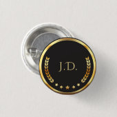 Elegantes Personalisiertes Schwarz und Gold Button (Vorne & Hinten)