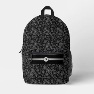 Elegantes personalisiertes Schwarz-Weiß-Blumenmust Bedruckter Rucksack