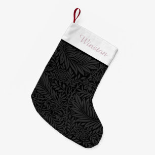 Elegantes Personalisiertes Schwarzes Blütenrot Ros Kleiner Weihnachtsstrumpf