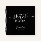 Elegantes Personalisiertes schwarzes Sketchbook - Notizblock (Vorderseite)