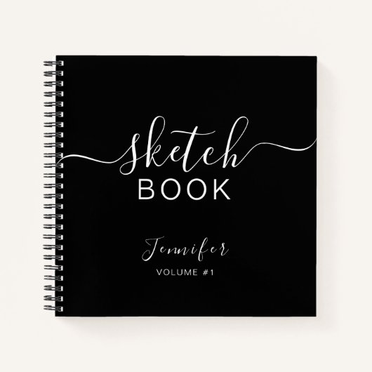 Elegantes Personalisiertes schwarzes Sketchbook - Notizblock (Vorderseite)