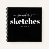 Elegantes Personalisiertes schwarzes Sketchbook - Notizblock (Vorderseite)