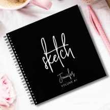 Elegantes Personalisiertes schwarzes Sketchbook -