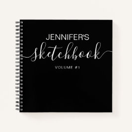 Elegantes Personalisiertes schwarzes Sketchbook - Notizblock