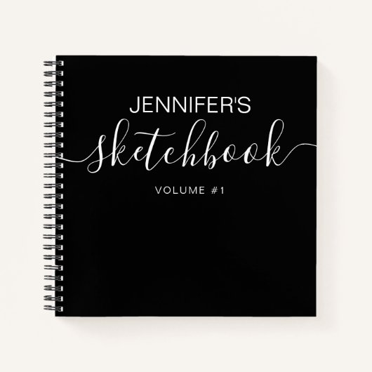 Elegantes Personalisiertes schwarzes Sketchbook -  Notizblock (Vorderseite)