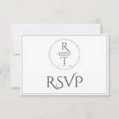 Elegantes Personalisiertes Script Gray White Weddi RSVP Karte (Vorderseite)