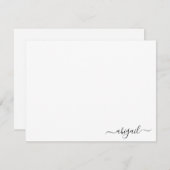 Elegantes Personalisiertes Script weiß Mitteilungskarte (Vorne/Hinten)