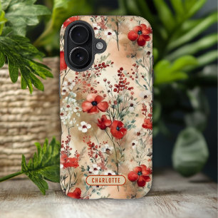 Elegantes personalisiertes Wasserfarben-Blumenmust iPhone 16 Hülle