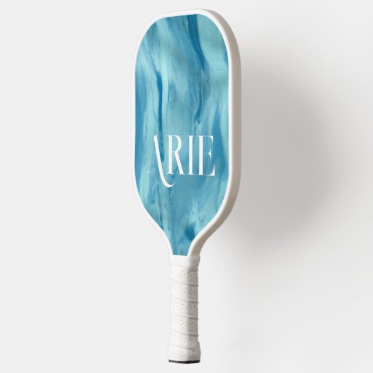 Elegantes Personalisiertes Wavy Blue Muster Pickleball Schläger (Links)