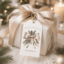 Elegantes personalisiertes Weihnachts-Schleifen-Ge Geschenkanhänger