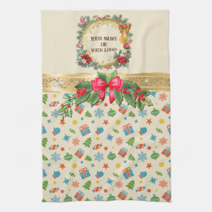 Elegantes Personalisiertes Weihnachtsfest-Muster Geschirrtuch