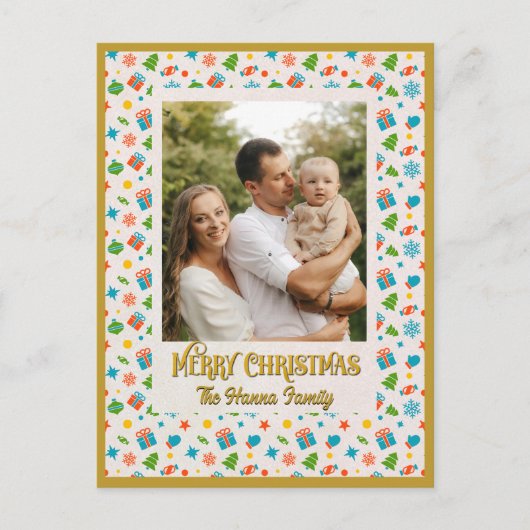 Elegantes Personalisiertes Weihnachtsfest-Muster Postkarte (Vorderseite)