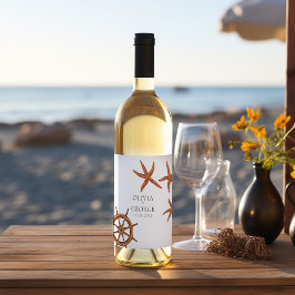 Elegantes personalisiertes Weinlabel am Strand Weinetikett