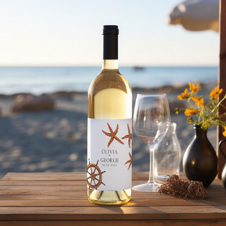 Elegantes personalisiertes Weinlabel am Strand Weinetikett
