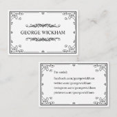 Elegantes persönliches Vintages viktorianisches Visitenkarte (Vorne/Hinten)