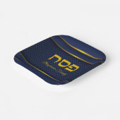 Elegantes Pessach Seder Dinner Blau und Gold Pappteller (Gewinkelt)