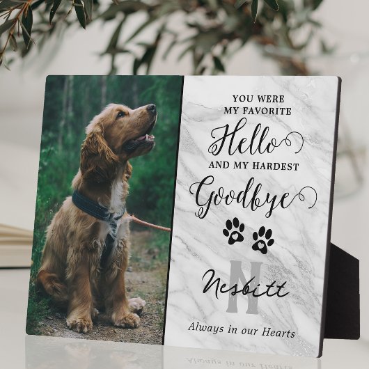 Elegantes Pet Loss Memorial Plaque Fotoplatte