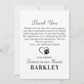 Elegantes Pet Memorial 5 Personalisierte FotoColla Dankeskarte (Rückseite)