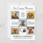 Elegantes Pet-Memorial Personalisiert 5 FotoCollag Dankeskarte (Vorderseite)