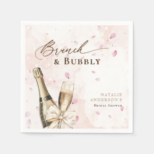 Elegantes Petals Brunch & Bubbly Brautparty Serviette (Vorderseite)
