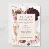 Elegantes Petals & Prosecco Brautparty Einladung (Vorderseite)