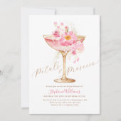 Elegantes Petals und Prosecco Brautparty Einladung (Vorderseite)