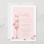 Elegantes Petals und Prosecco-Brautparty Einladung (Vorderseite)