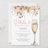 Elegantes Petals und Prosecco Brautparty Einladung (Vorderseite)