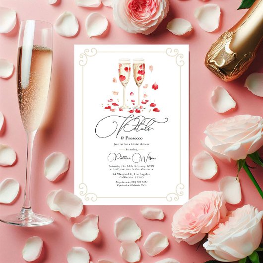 Elegantes Petals und Prosecco-Brautparty Einladung