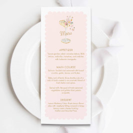 Elegantes Petals und Prosecco Brautparty Menu Menükarte