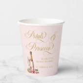Elegantes Petals und Prosecco Brautparty Pappbecher (Vorderseite)
