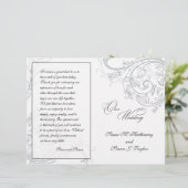 Elegantes Pewter Floral Wedding Program (Stehend Vorderseite)