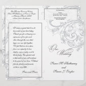 Elegantes Pewter Floral Wedding Program (Vorne/Hinten)