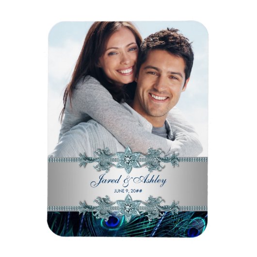 Elegantes Pfau-Foto speichert Datumsmagnete Magnet (Vertikal)