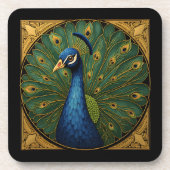 Elegantes Pfau-Getränkuntersetzer-Set Getränkeuntersetzer (Vorderseite)