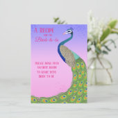 Elegantes Pfauen Brautparty gemeinsam mit einem Re Begleitkarte (Stehend Vorderseite)