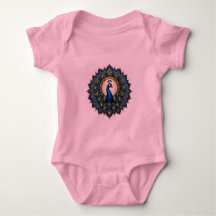 Elegantes Pfauen-Mandala-T-Shirt für Kleinkinder |