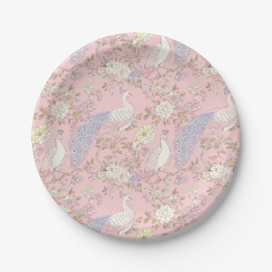 Elegantes Pfauen-Ornament Papierplatte Pappteller (Vorderseite)