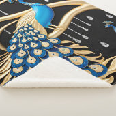 Elegantes Pfauen Sherpa Blanket mit Gold und Blau Sherpadecke (3/4)