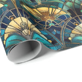 Elegantes Pfauenfarbenfestes Glas Geschenkpapier (Rolleneckpunkt)