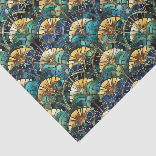 Elegantes Pfauenfarbengefestigtes Glas Seidenpapier (Ausschnitt)