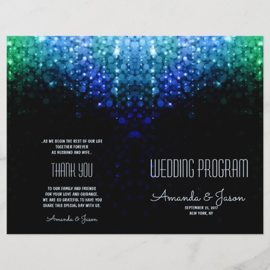 Elegantes Pfauenfarbenleuchten mit einem Hochzeits (Vorderseite)