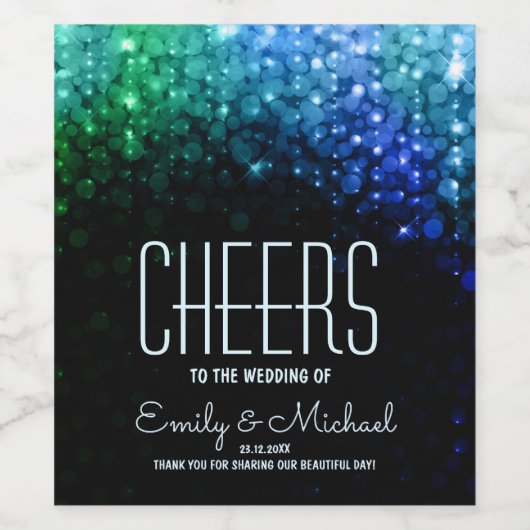 Elegantes Pfauenfarbenweinlabel Weinetikett (Einzelnes Label)